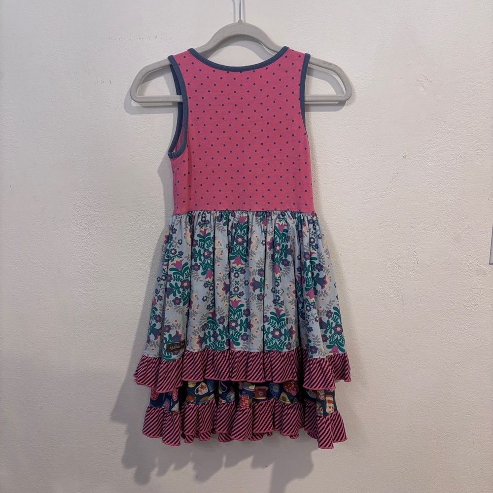 Matilda Jane Layered Ruffle Dress-Size 6- Whimsical Floral & Dot Print - Picture 2 of 5